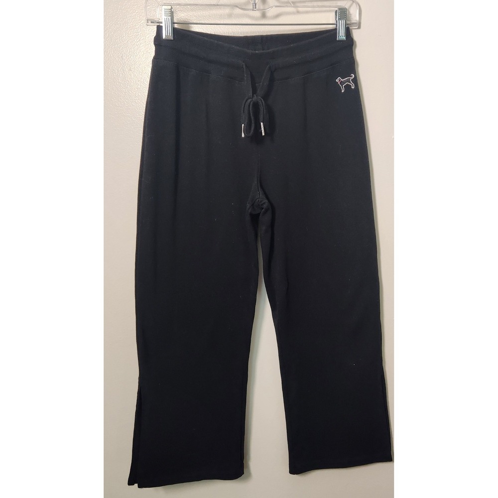 The Black Dog‎ Straight Leg Women's Fleece Sweatpants XS Embroidered Split Hem